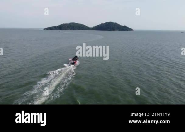 Batu Maung, Penang, Malaysia - Mar 21 2023: Aerial view fishing boat ...