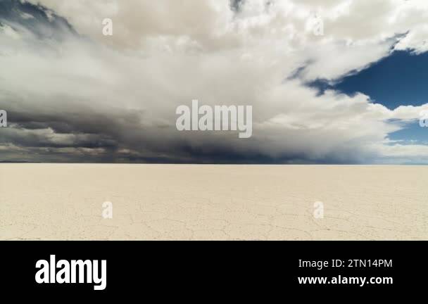 Uyuni Salt Flats on Sunny Day. Salar De Uyuni. Altiplano, Bolivia. Dry ...