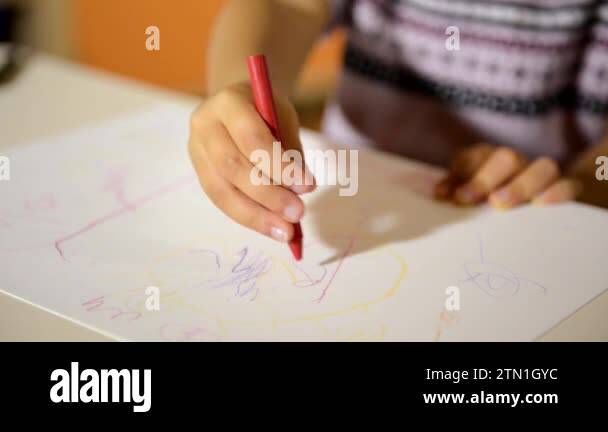 Little girls drawing with colors and crayons in kindergarten Stock ...