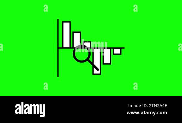 Animation of Simple outline graph icon and magnifying glass isolated on ...