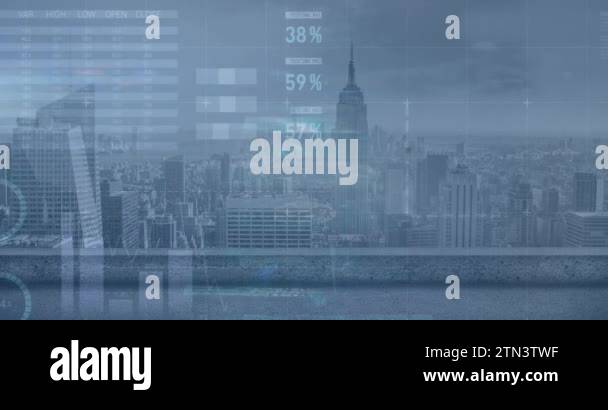Animation of infographic interface, multiple interface against modern ...