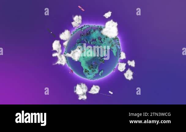 Realistic Earth Rotating on blue Loop. Globe is centered in frame, with ...