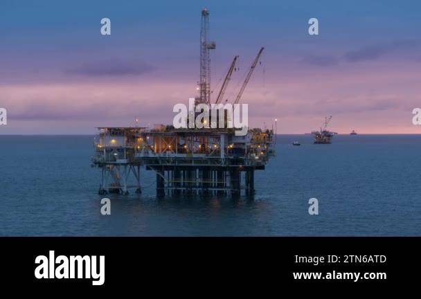 Offshore oil drilling rig for extraction of fossil fuels from the earth ...