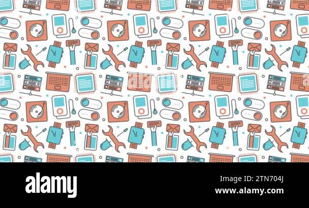 modern seamless texture background of flat technology and gadget icons ...