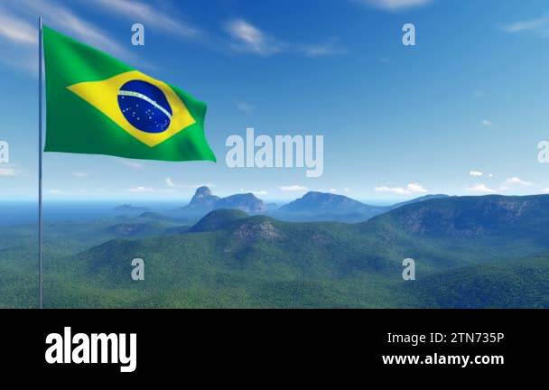 Brazilian flag on rocks and sky background 4K animation Stock Video ...