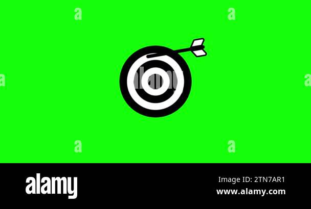 Hit a target or goal with an arrow simple loop animation on green ...