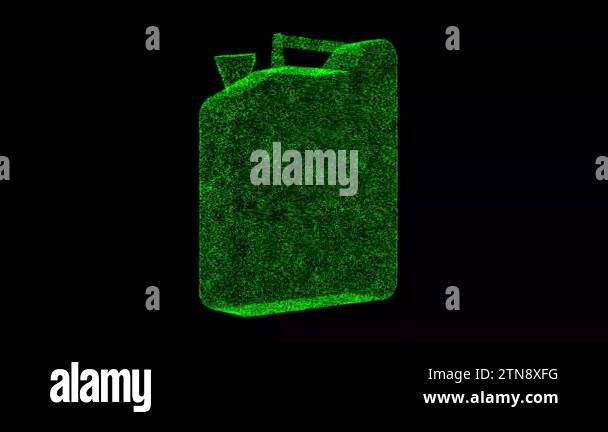 3D Canister rotates on black bg. Gas station. Storage of petroleum ...