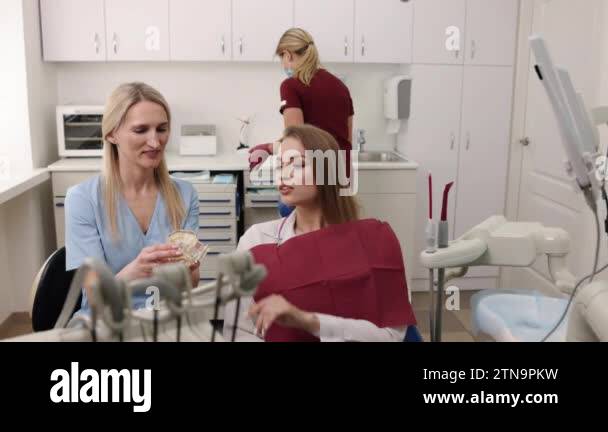 Dental model, Treatment instruction, Patient presentation. Dentist is ...