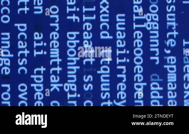 Many letters, numbers and symbols on the computer screen. The screen of ...