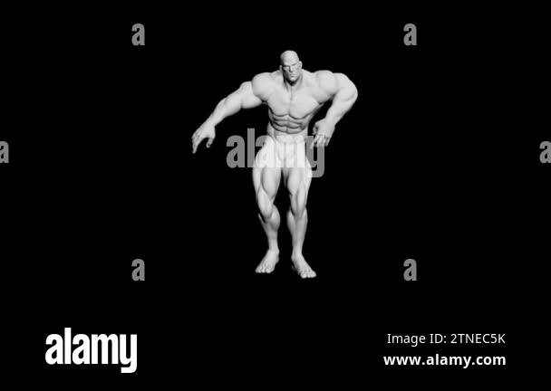 A bodybuilder dance. Bodybuilder with big muscles dances. A man with ...