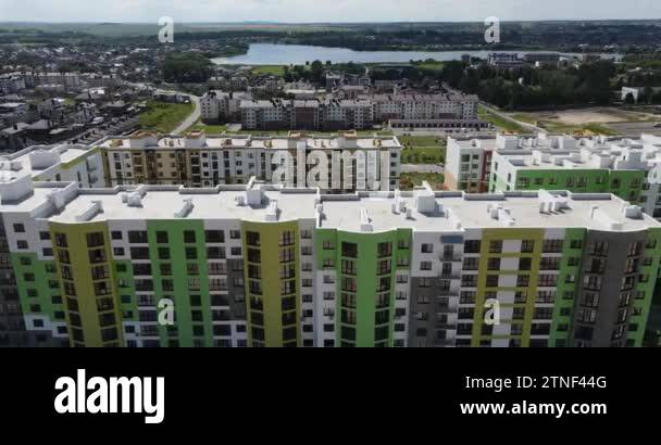Birds eye view of the residential area. New modern residential complex ...