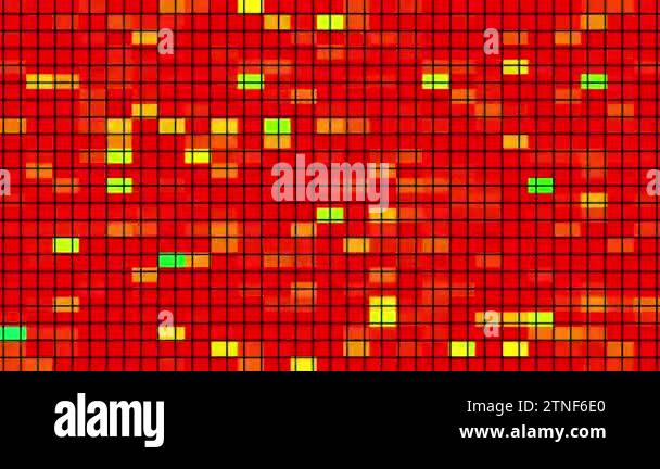 Loop Yellow Orange Red Pixel LED digital grid lights pattern animation ...