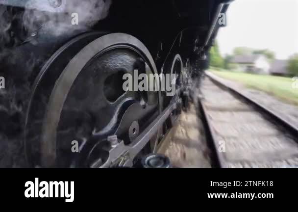 Historical Steam Engine Train locomotive Driving on railroad tracks ...