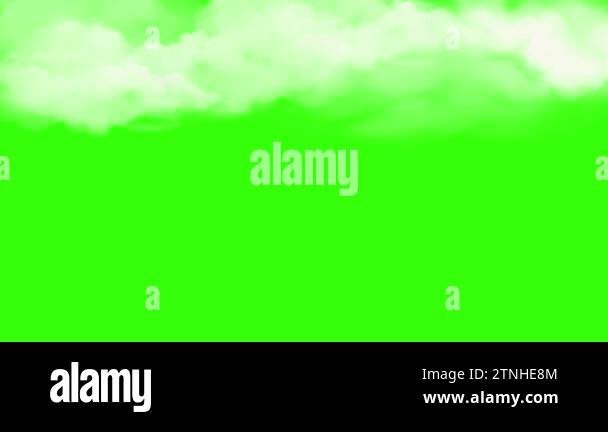 animated clouds come across on green screen background from right to ...