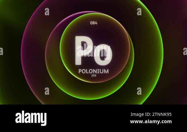 Polonium as Element 84 of the Periodic Table. Concept animation on ...