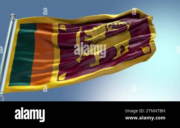 4k render Sri Lanka Flag video waving in wind. Sri Lanka Flag Wave Loop ...