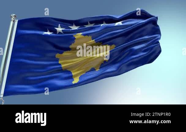 4k Render Kosovo Flag Video Waving In Wind Kosovo Flag Wave Loop