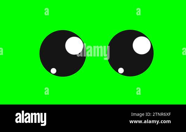 Cartoon simple blinking eyes on green screen insert, chroma key green ...