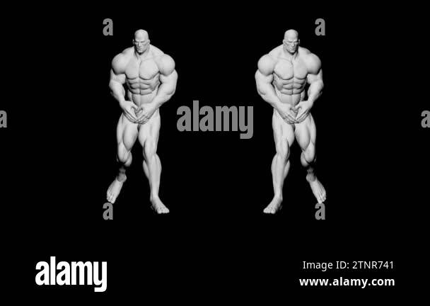 A bodybuilder dance. Bodybuilder with big muscles dances. A man with ...