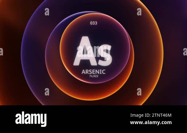 Arsenic as Element 33 of the Periodic Table. Concept animation on ...