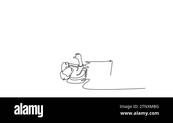 Self drawing animation of single line draw young happy businessmen and ...
