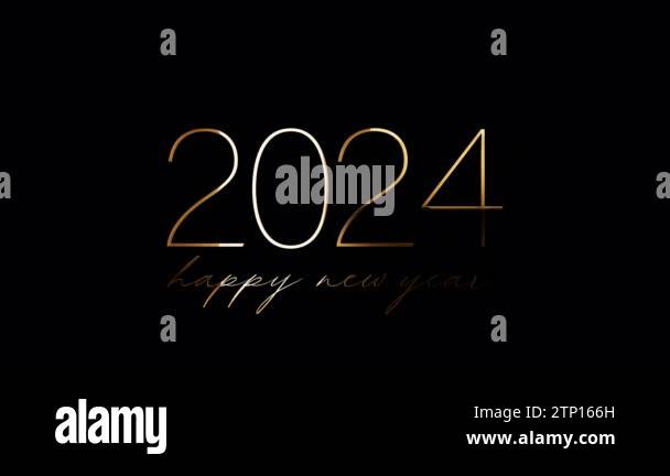 Happy New Year 2024 golden text with light motion effect animation ...