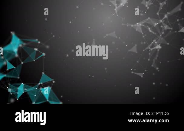 Futuristic abstract black background with white and blue plexus lines ...