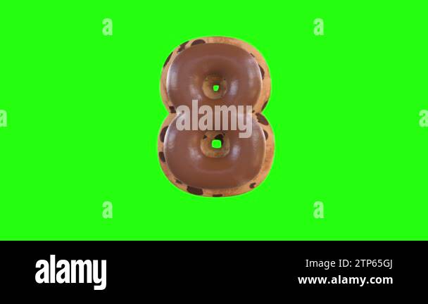 3d animation of the 8 or eight number recreating a cookie with ...