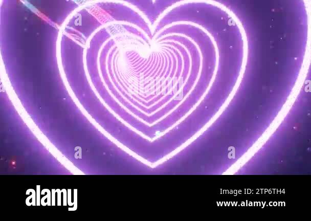 Floating Through Beautiful Pink Blue Neon Glowing Heart Wave Tunnel ...