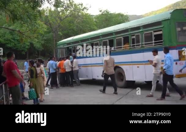 AJANTA, MAHARASHTRA, INDIA 24 JUNE 2022 : Tourists visiting to Ajanta ...
