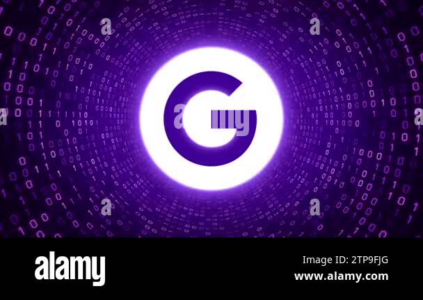 Editorial Animation: White Google logo form purple binary tunnel on ...