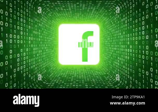 Editorial Animation: White Facebook logo form white binary tunnel on ...