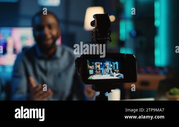 Close Up On Professional Camera Capturing Content Creator Filming Review Of V Mount Battery Close Up On Professional Camera Capturing Content Creator Filming Review Of V Mount Battery