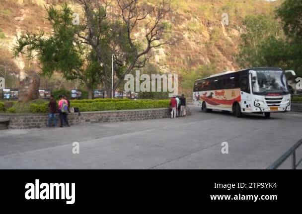 AJANTA, MAHARASHTRA, INDIA 24 JUNE 2022 : Tourists visiting to Ajanta ...