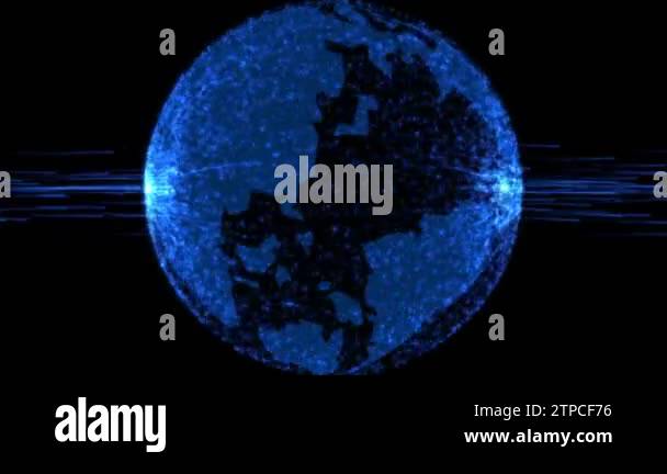 Motion Abstract globe with particles and plexus structure. Digital ...