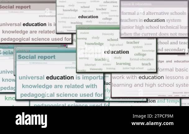 Education knowledge and school learning pop up windows on computer