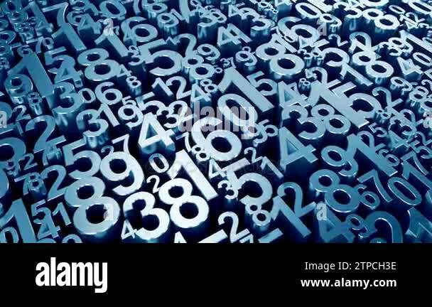 Rando Numbers Animation Animated background with random metal numbers moving up and down. Blue ...