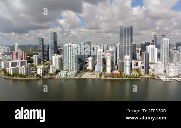 Brickell Miami circa 2023 highrise architecture with waterfront seawall ...