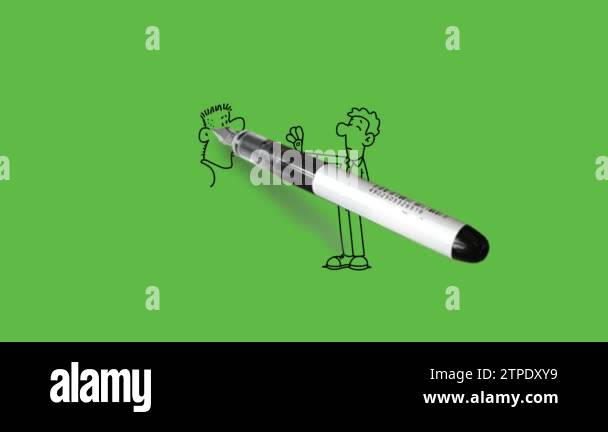 draw young man standing outside house stop devil to enter with black