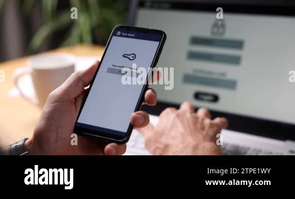 two-step authentication. verification code on smart phone screen for ...