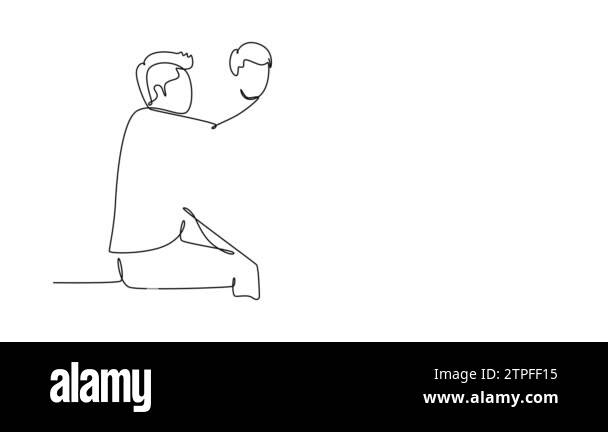 Self drawing animation of single line draw young businessmen and ...