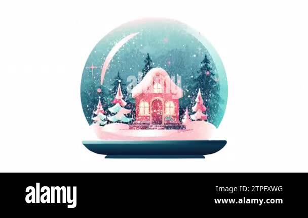 Crystal ball, snowball with snowy Christmas tree and house inside ...