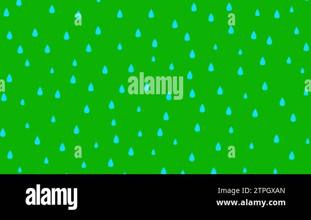Animated blue raindrops falling from above. It's raining. Looped video ...