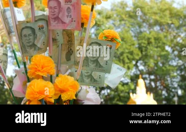 Thai money baht. Banknotes in nominal value of 20 baht. Paper money on ...