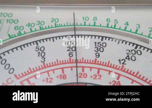 electrical measuring system with analogue scale. display of a vintage ...
