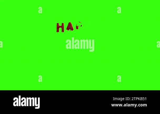 Animated bloody text Happy Halloween. Realistic liquid flowing blood ...