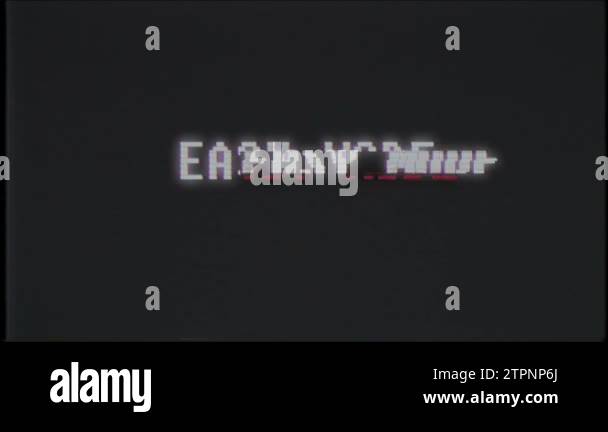 retro videogame EASY MODE text computer old tv glitch interference ...
