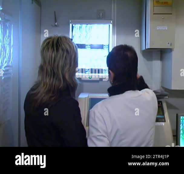 KIEV, UKRAINE, September, 2015: Tomographic picture. Doctor and nurse ...