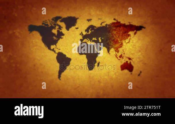 Map of the world with weapons. World on the brink of war. Hot spots of ...
