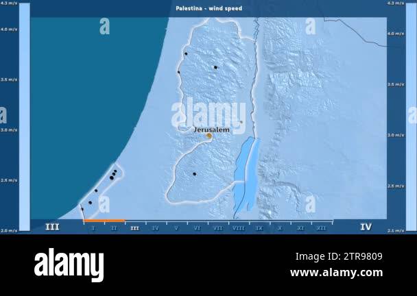Wind Patterns Israel Map Wind speed by month in the Palestina area with animated legend ...